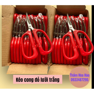 (Khuyến mãi) Kéo cong đỏ lưỡi trắng siêu bén. Kéo cong cắt chỉ giá rẻ