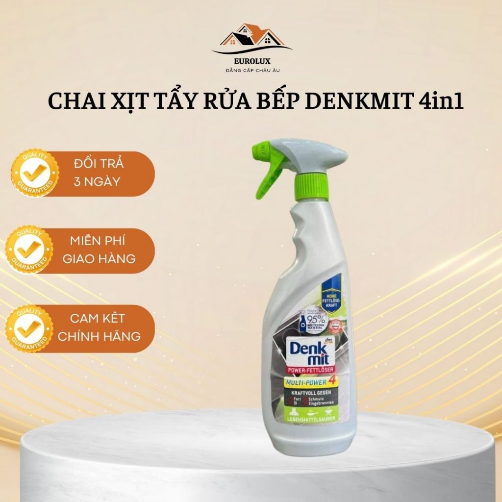 Chai Xịt Vệ Sinh Bếp Từ, Nhà Bếp Đa Năng Denkmit 4in1, Dung Tích 750ml - Nhập Khẩu Đức