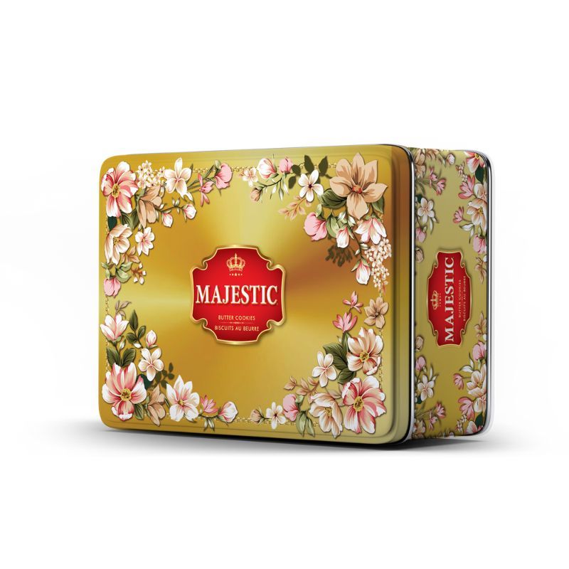 Bánh quy quà tết Majestic Richy hộp thiếc 310g họa tiết hoa nhí