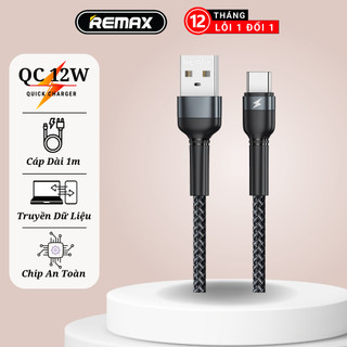 Cáp sạc nhanh type c 2.4a 1m remax rc-124a hỗ trợ sạc nhanh và truyền dữ liệu - bảo hành 12 tháng 1 đổi 1