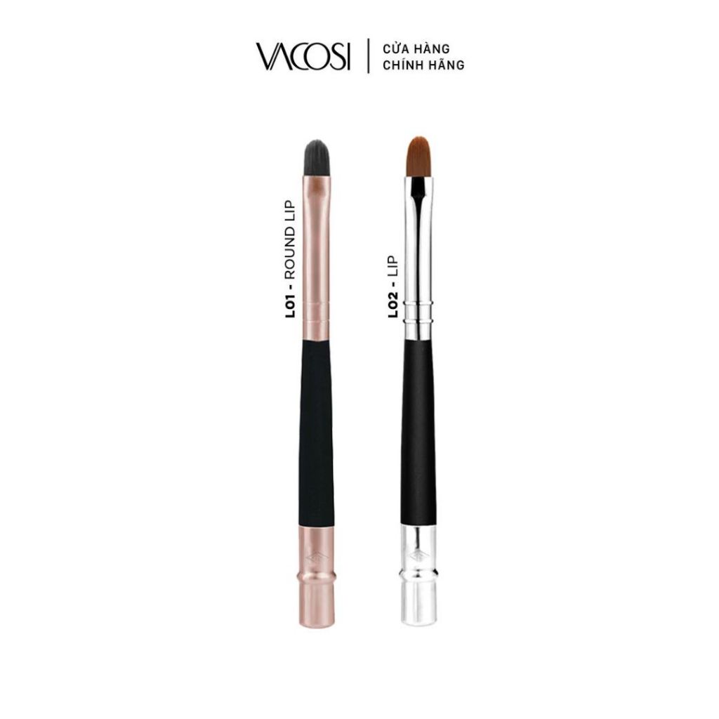 Cọ Môi VACOSI Round Lip Brush - Nắp Đậy, Túi 1 cây - L01 vỏ vàng / L02 Vỏ Trắng