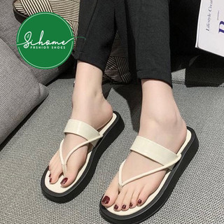 (HCM-Chân gầy nên lùi size) Dép lê nữ, dép nữ kẹp xỏ ngón đế bánh mì kết hợp quai ngang cao 2PH cực êm chân