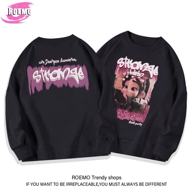 Áo sweater nỉ Cô gái StrongGer nam nữ form rộng, áo cổ tròn mùa đông unisex vải cotton dày dặn,ấm áp, áo cặp nhóm trend