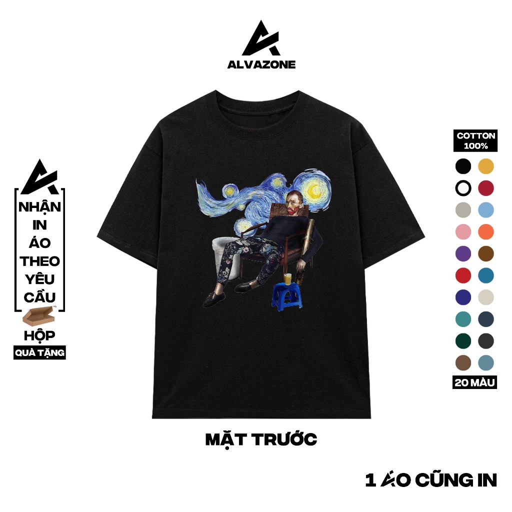 Áo Thun Oversize Tay Lỡ Alva Mẫu Thuoc Lá - Trà Đá 10 Màu Trầm Cotton 100% ALVAZONE