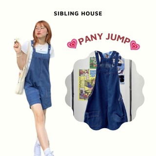 Quần shorts yếm jeans nữ nút bấm phối hai túi dễ thương màu xanh đậm Pany Jump - Sibling House