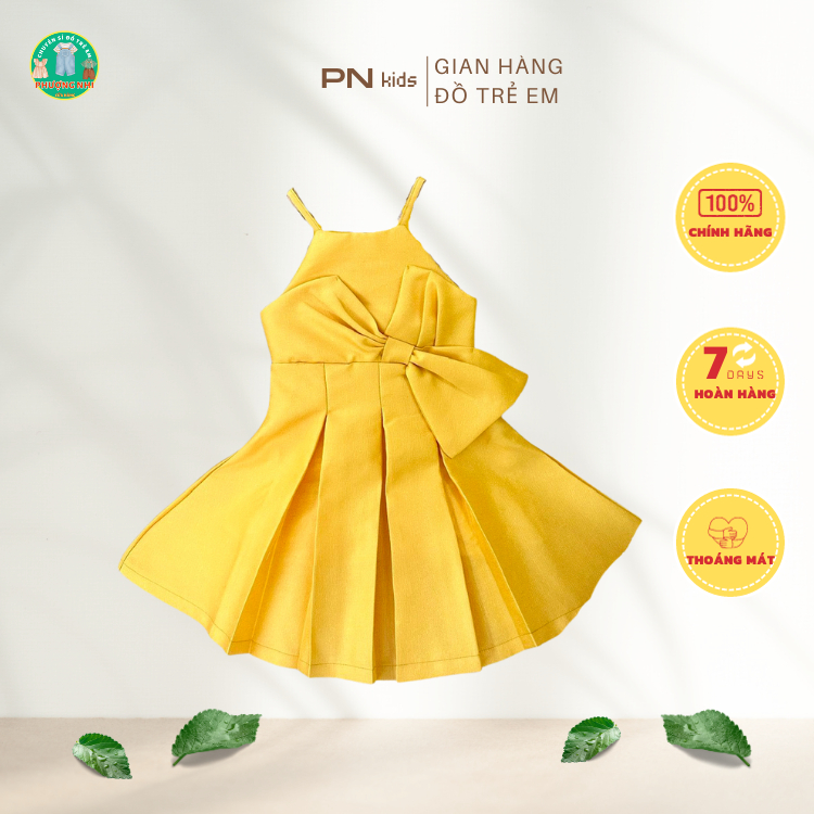 Đầm bé gái sang trọng chất liệu vải kim tuyến cứng form đứng cho bé 14-35kg