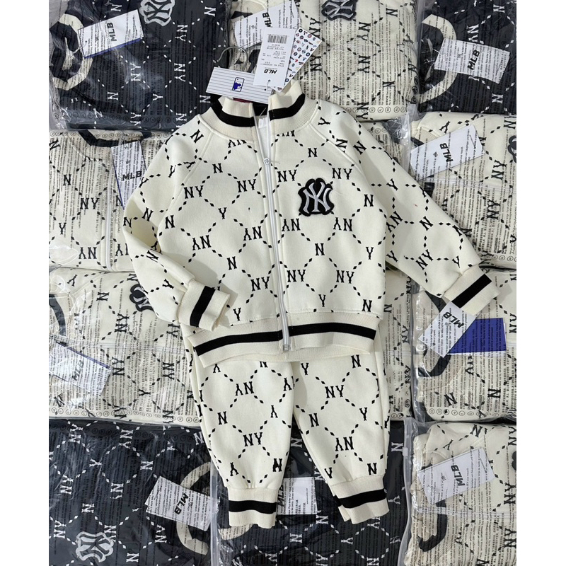 Set bộ nỉ kéo khoá NIY in tràn 2 màu đen trắng cho bé trai