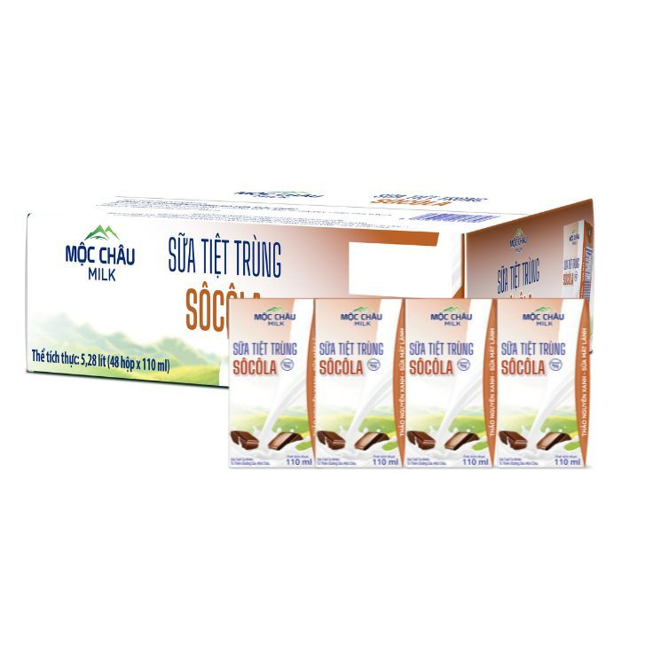 Thùng 48 hộp Sữa tươi tiệt trùng Vị SôCôLa Mộc Châu Milk (110mlx48)