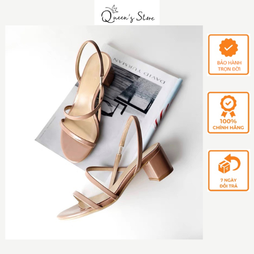 Giày Cao Gót Sandal Đế Vuông Dây Mảnh Mang Êm, Dễ Phối Đi Chơi Đi Dạo Thoải Mái Chắc Chân Cao 5-7cm