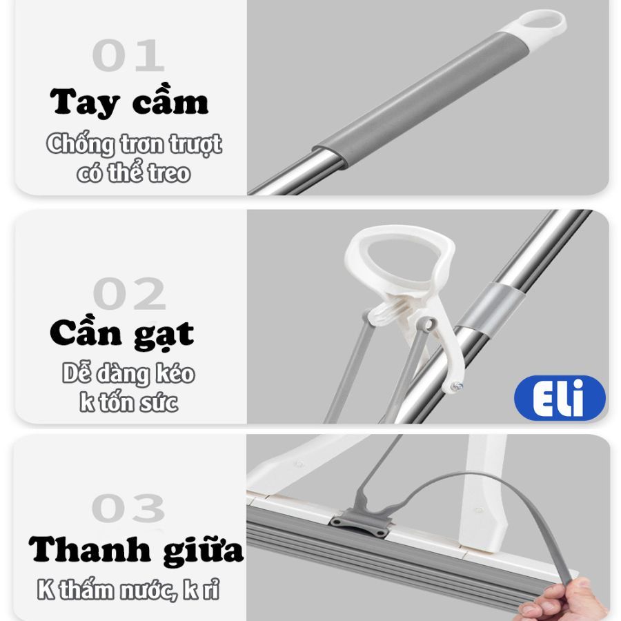 Cây lau nhà tự vắt chất liệu đầu mút cao su non thấm hút siêu nhanh chỉ với 3 giây