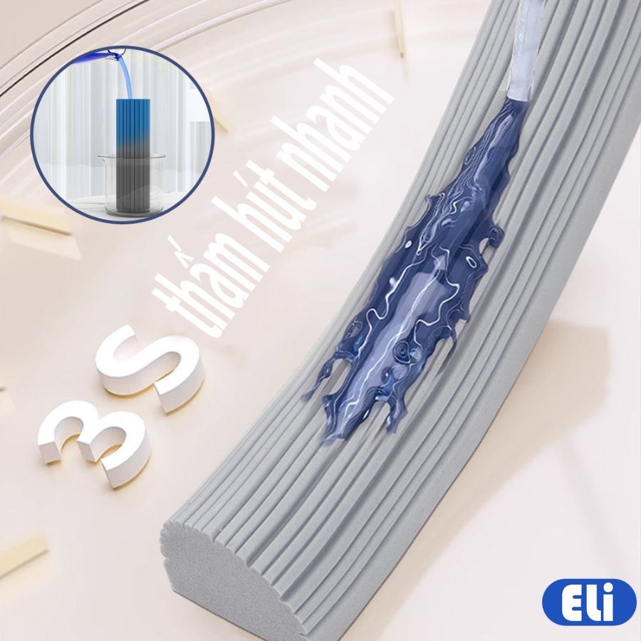 Cây lau nhà tự vắt chất liệu đầu mút cao su non thấm hút siêu nhanh chỉ với 3 giây