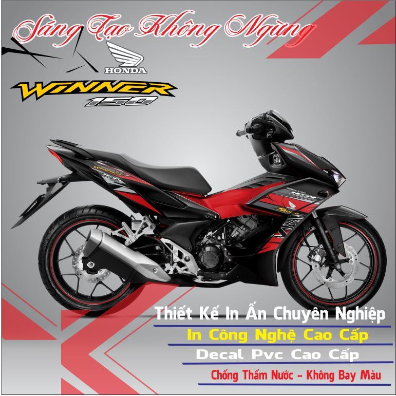 Tem rời xe winner x v2 mẫu tem chữ rs phối nhiều màu dán xe màu đen