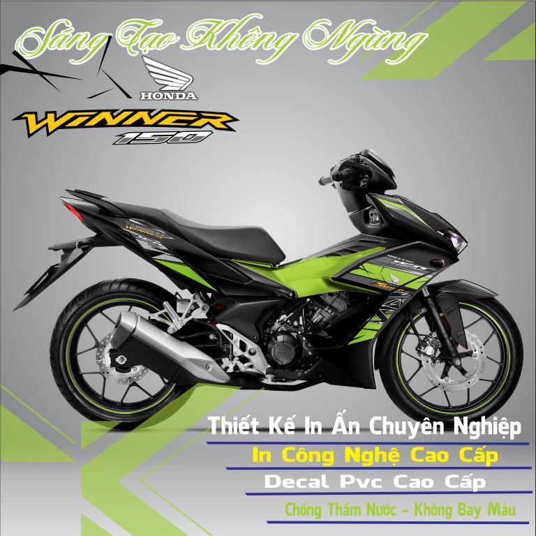 Tem rời xe winner x v2 mẫu tem chữ rs phối nhiều màu dán xe màu đen