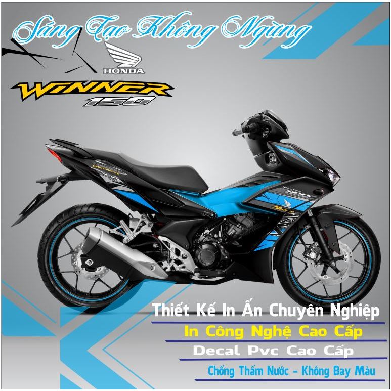 Tem rời xe winner x v2 mẫu tem chữ rs phối nhiều màu dán xe màu đen