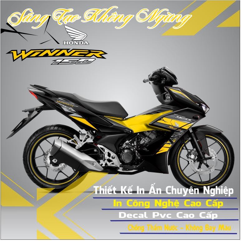 Tem rời xe winner x v2 mẫu tem chữ rs phối nhiều màu dán xe màu đen