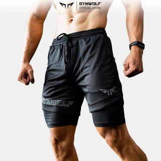 Quần 2 Lớp FITPRO GYMWOLF, Quần Gym Nam 2 Lớp,Lớp Ngoài Active Flex Mềm Mịn, Dày Dặn, Lớp Trong Poly Siêu Co Giãn WOLF70