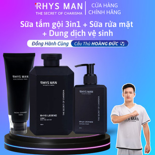 Combo Sữa tắm gội nam 3in1 Legend 350 ml & Sữa rửa mặt nam 100ml & Dung dịch vệ sinh nam 120ml RHYS MAN chính hãng