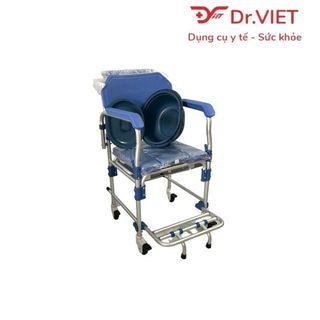 Ghế bô có bánh xe khung nhôm vệ sinh lucass gx-200 - ghế bô khung nhôm cao cấp, có đệm, bánh xe