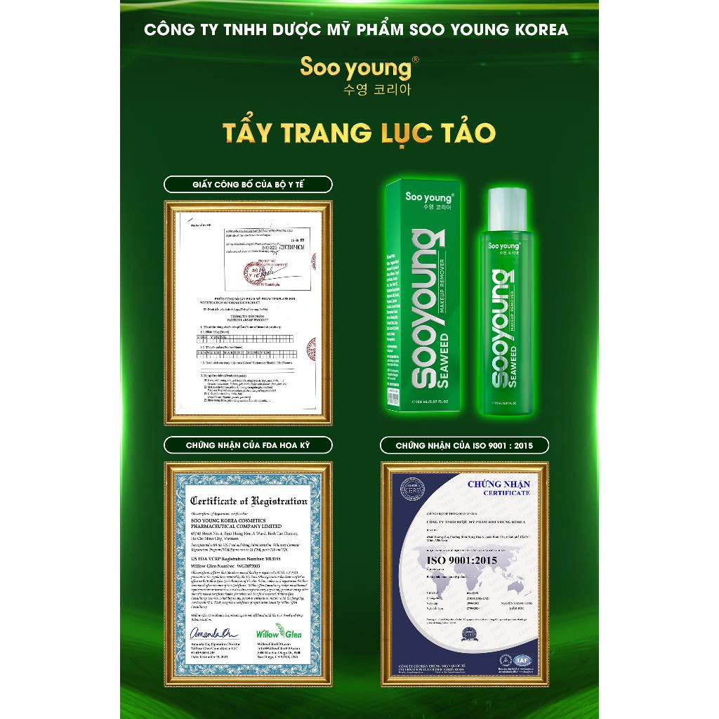 Nước tẩy trang Lục Tảo SOOYOUNG KOREA 150ml