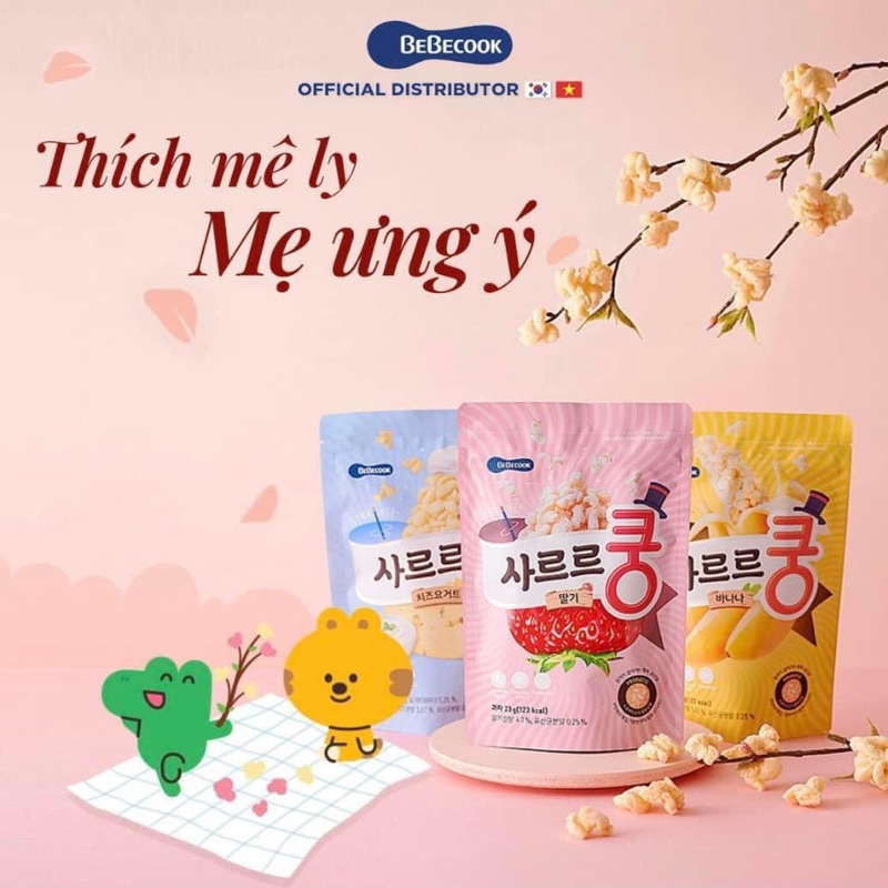 Bánh bỏng lợi khuẩn BEBECOOK Hàn Quốc, bổ sung lợi khuẩn cho bé từ 12tháng