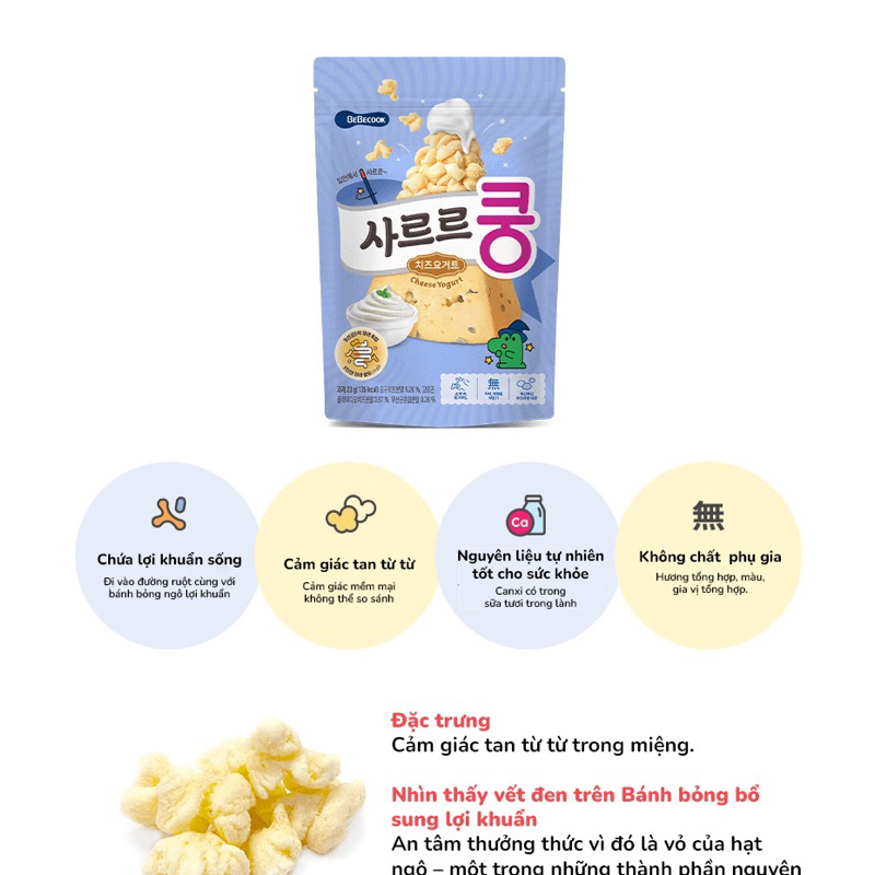 Bánh bỏng lợi khuẩn BEBECOOK Hàn Quốc, bổ sung lợi khuẩn cho bé từ 12tháng