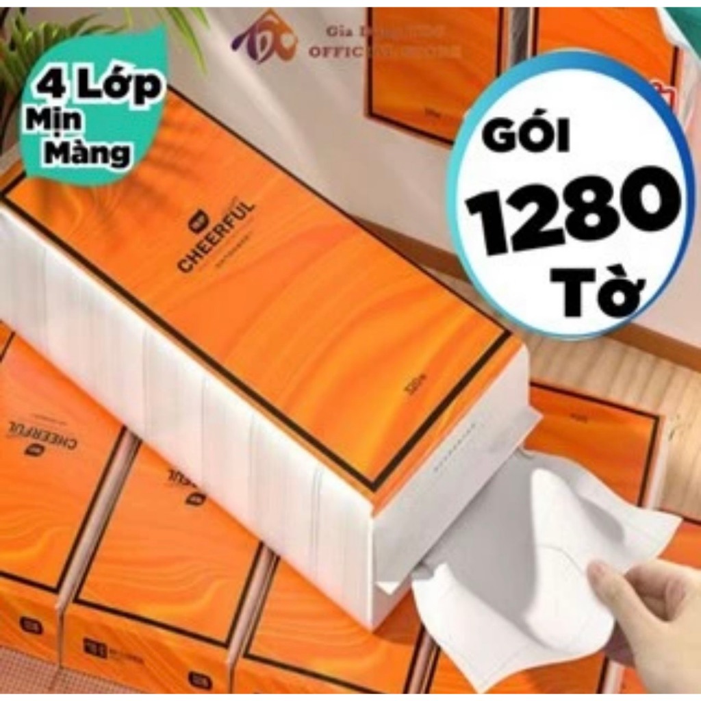 BỊCH GIẤY RÚT SIÊU DAI 4 LỚP 1280 TỜ MÀU CAM KÈM MÓC TREO TƯỜNG