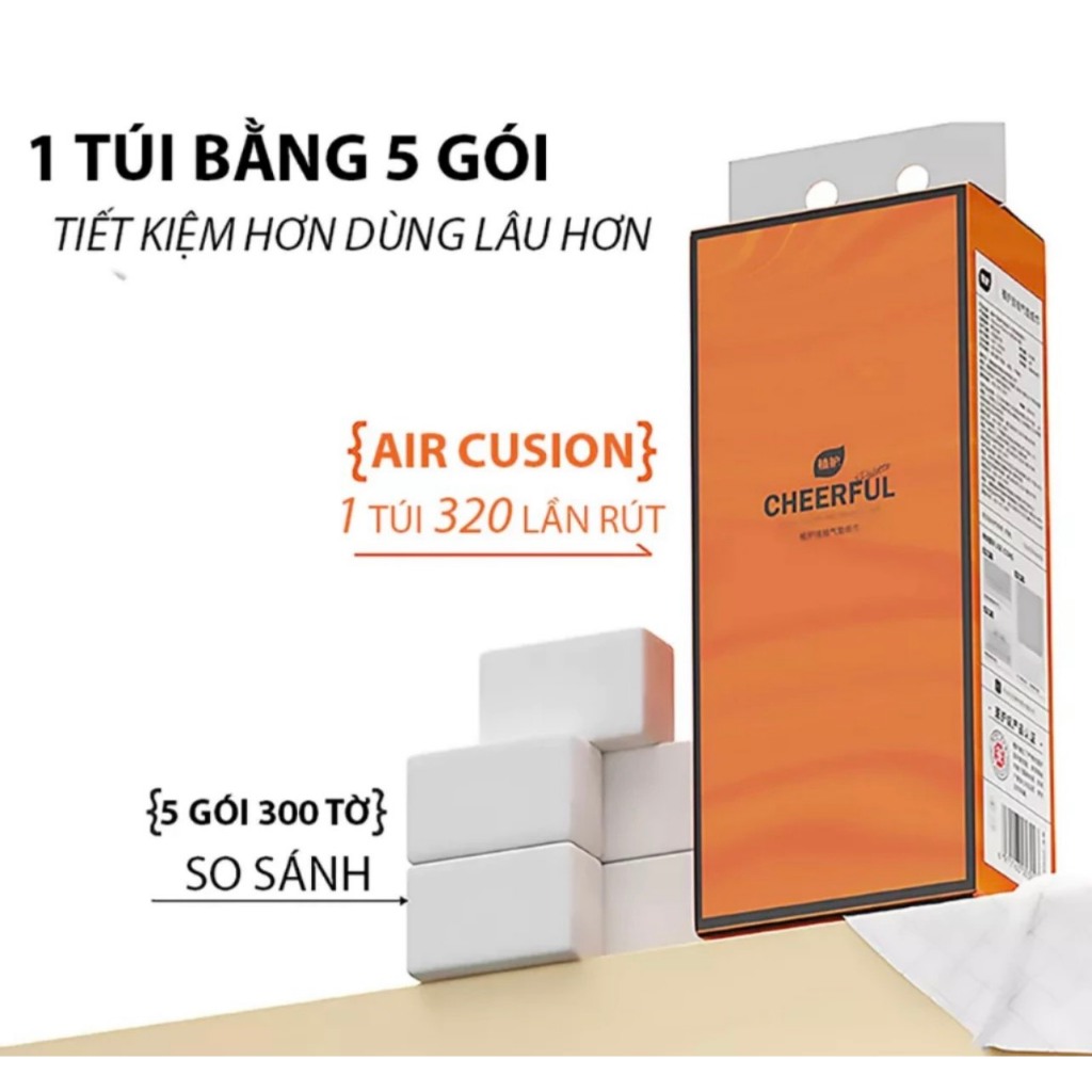 BỊCH GIẤY RÚT SIÊU DAI 4 LỚP 1280 TỜ MÀU CAM KÈM MÓC TREO TƯỜNG