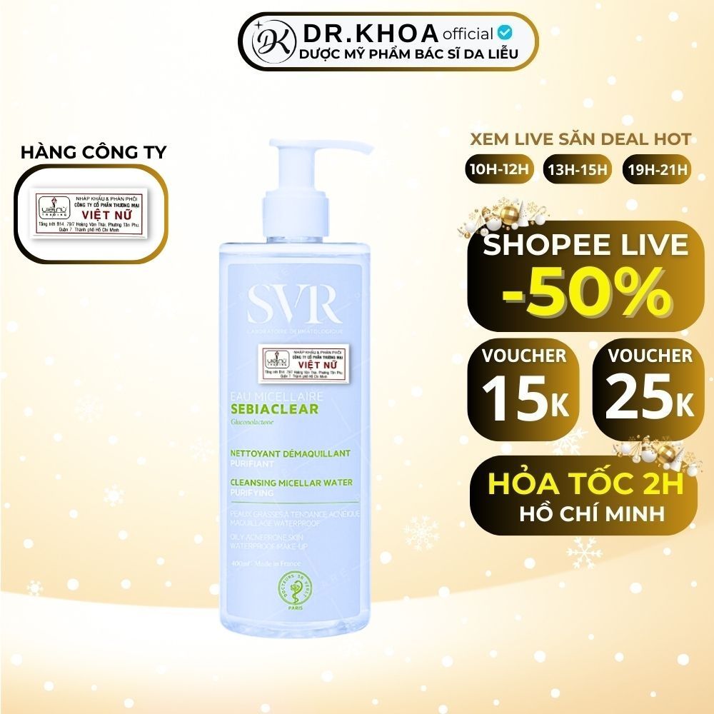 Nước Tẩy Trang SVR Sebiaclear Eau Micellaire 75ml/400ml Da Dầu Mụn