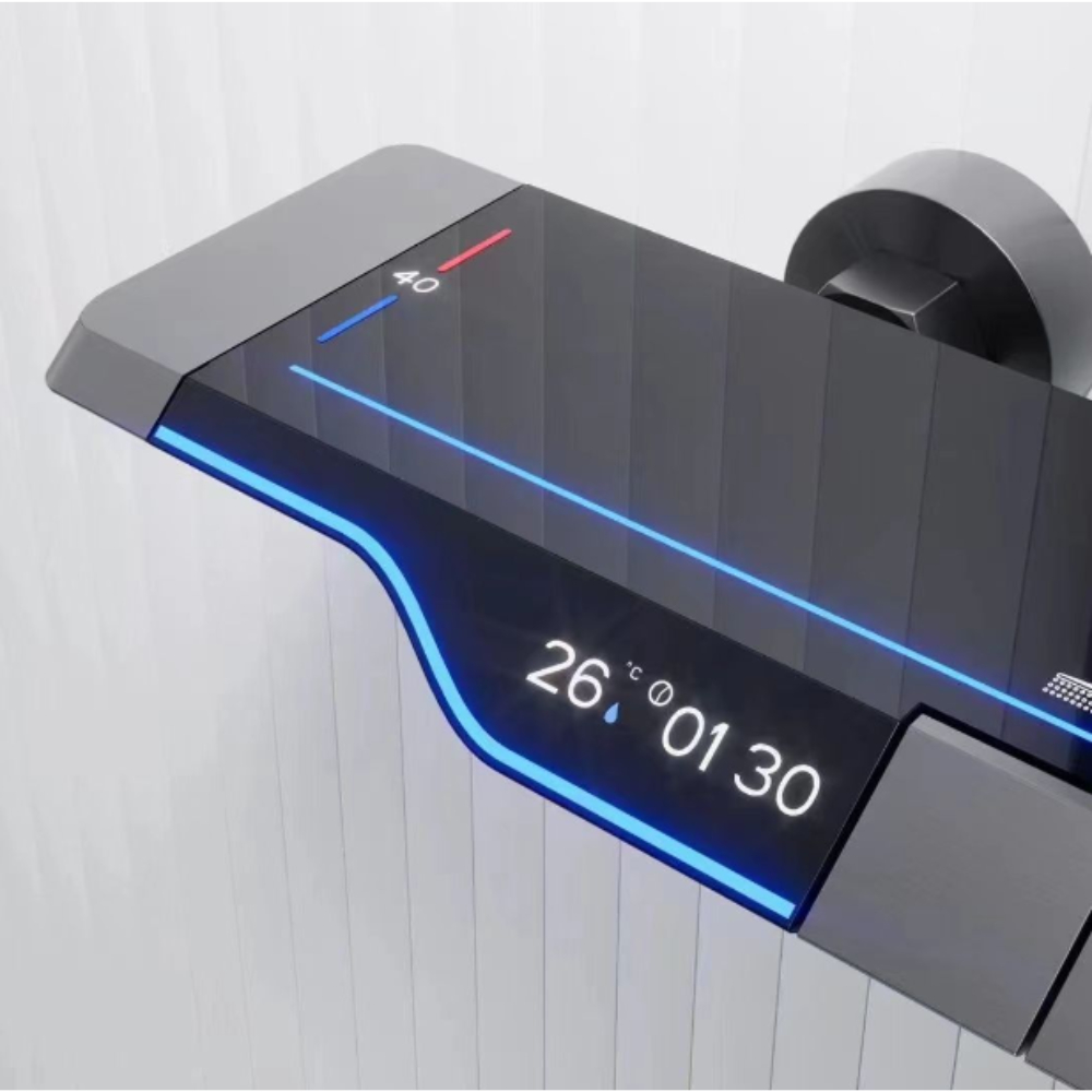 Sen cây tắm đứng lõi đồng phím đàn có đèn led, hiển thị nhiệt độ Debas