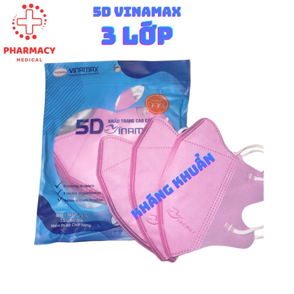 KHẨU TRANG 5D VINAMAX  5 TÚI 50 CHIẾC