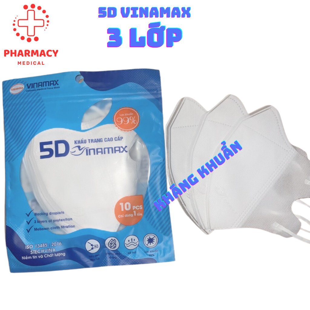 KHẨU TRANG 5D VINAMAX  5 TÚI 50 CHIẾC