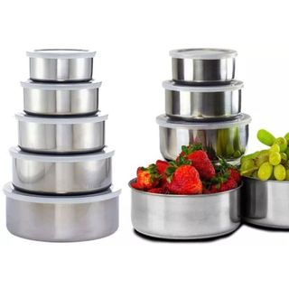 Bộ 5 Hộp Đựng Thực Phẩm Inox Kèm Nắp Nhựa - An Toàn Cho Sức Khỏe Người Sử Dụng