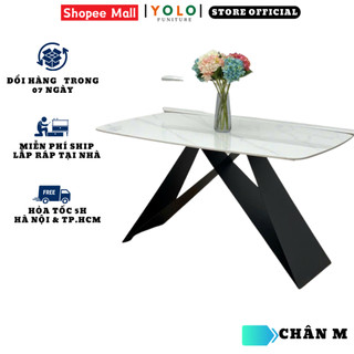 Bàn Ăn Cơm YoLo Chân M, Sắt Sơn Tĩnh Điện, Gia Công Cao Cấp Hiện Đại, Phù Hợp Căn Hộ Chung Cư Gia Đình