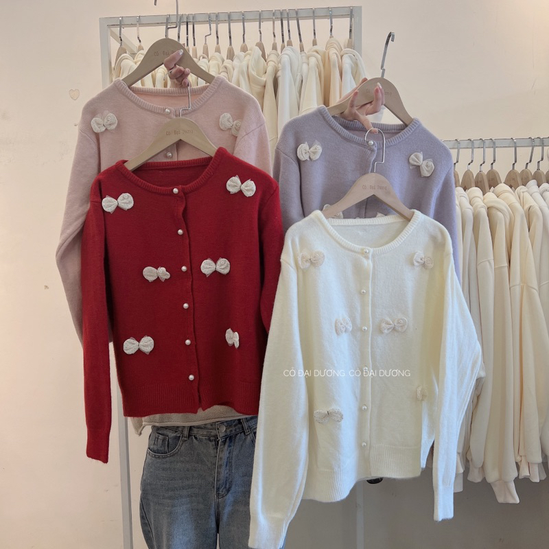 Áo Cadigan Len Nơ