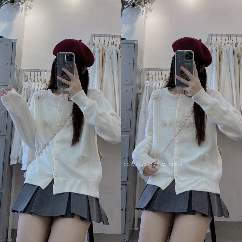 Áo Cadigan Len Nơ
