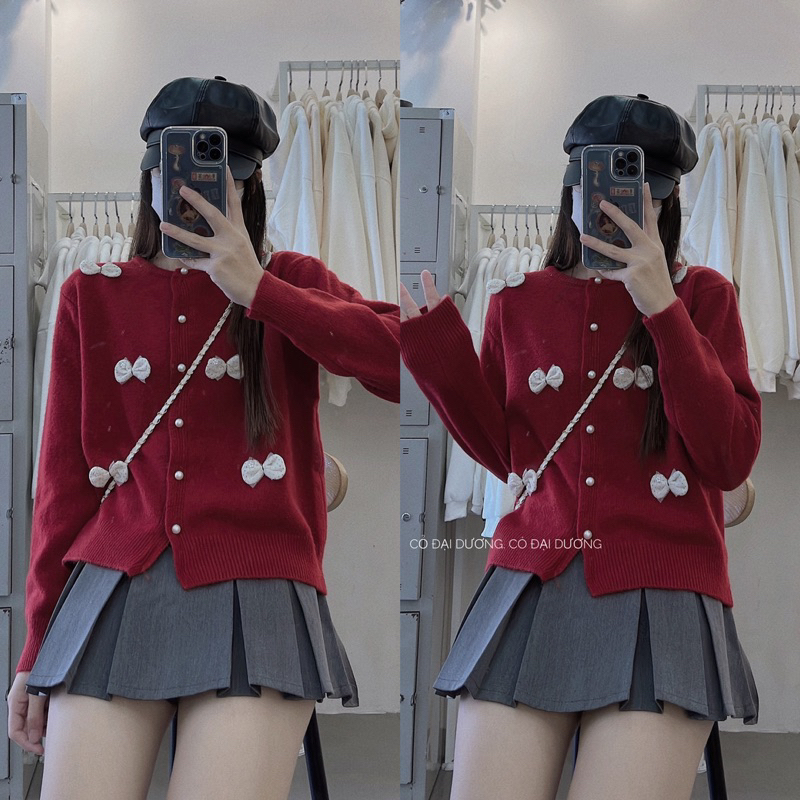 Áo Cadigan Len Nơ