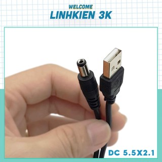 Cáp sạc usb to dc 5.5x2.1, dây sạc usb sang jack tròn dc