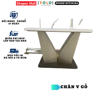 Bàn Ăn Cơm YoLo Chân V Gỗ Sơn Tĩnh Điện, Nhập Khẩu Cao Cấp Hiện Đại, Phù Hợp Căn Hộ Chung Cư Gia Đình