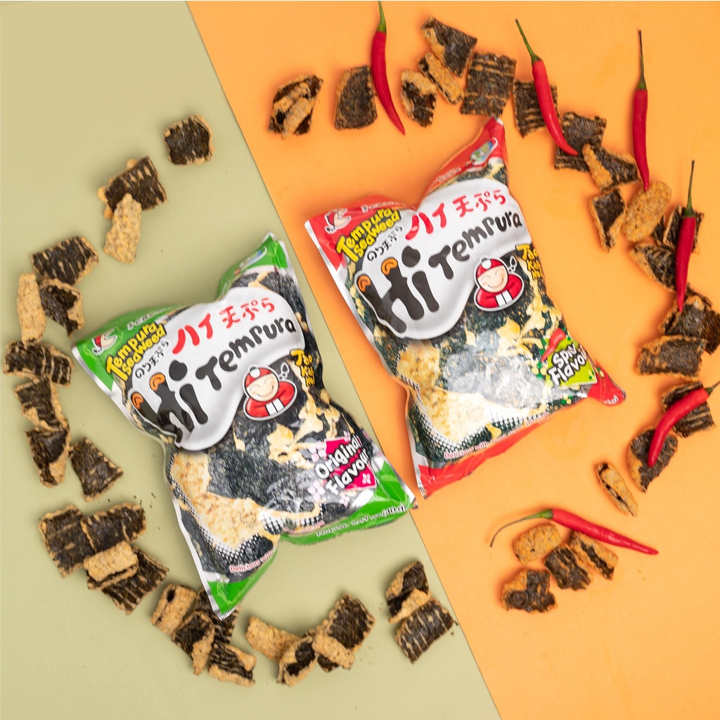 [COMBO 6 GÓI MIX VỊ] Snack rong biển TaoKaeNoi Hi Tempura chiên giòn kiểu Nhật 25g x 6 gói ( 3 Cay, 3 Truyền Thống)