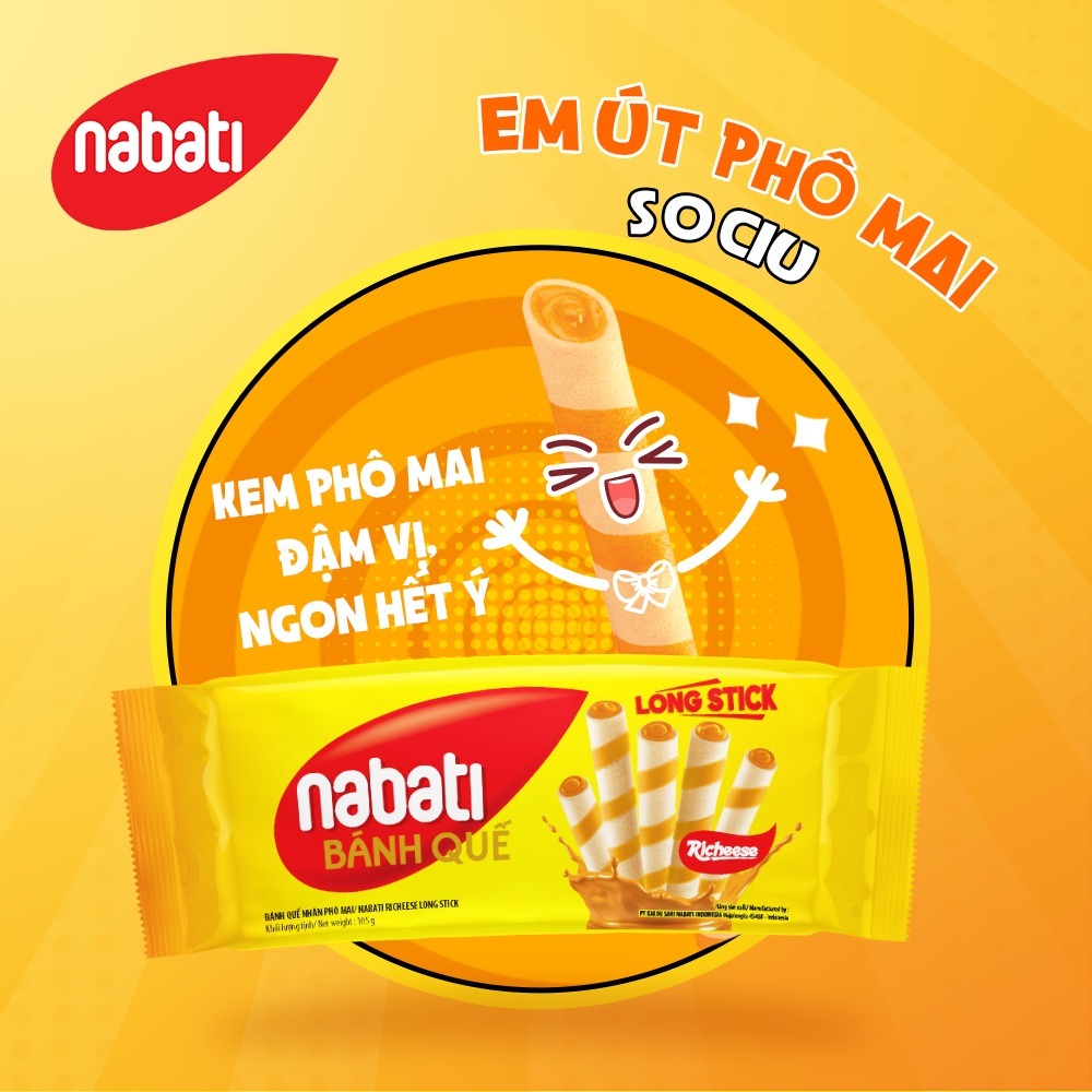 Bánh quế Nabati long stick các vị gói 105-130g
