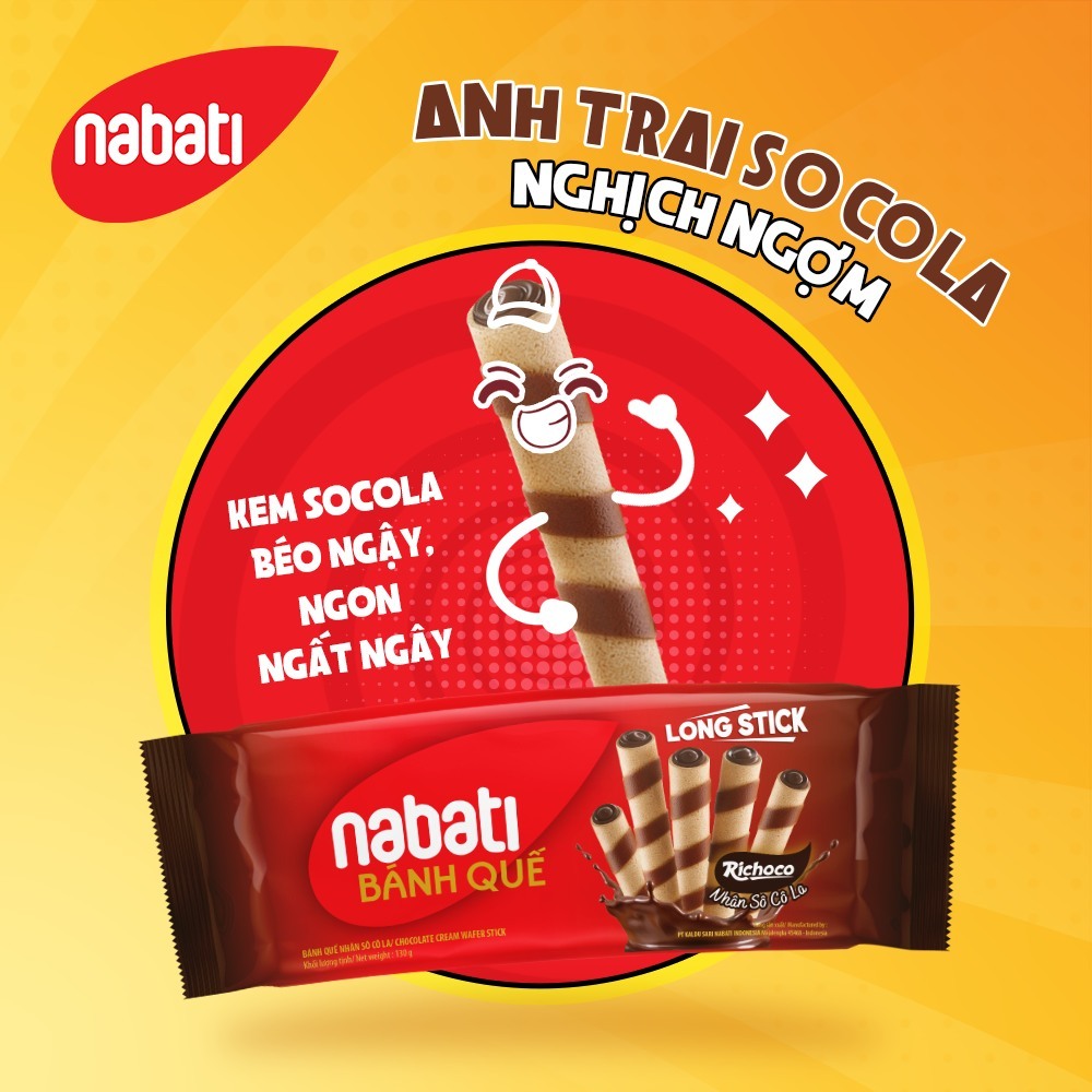 Bánh quế Nabati long stick các vị gói 105-130g