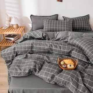 Bộ chăn ga gối Cotton Poly kẻ dạ