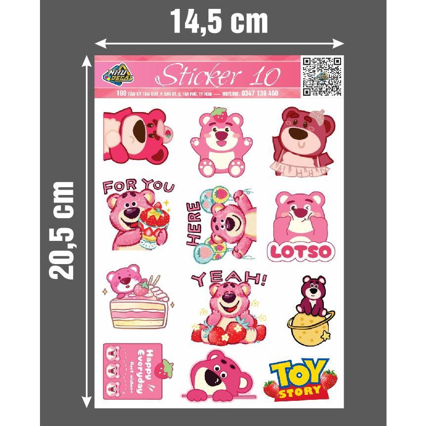 Tấm Sticker Gấu Dâu Strawberry Bear Lotso