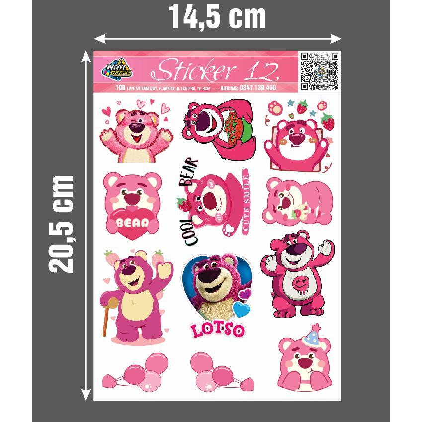 Tấm Sticker Gấu Dâu Strawberry Bear Lotso