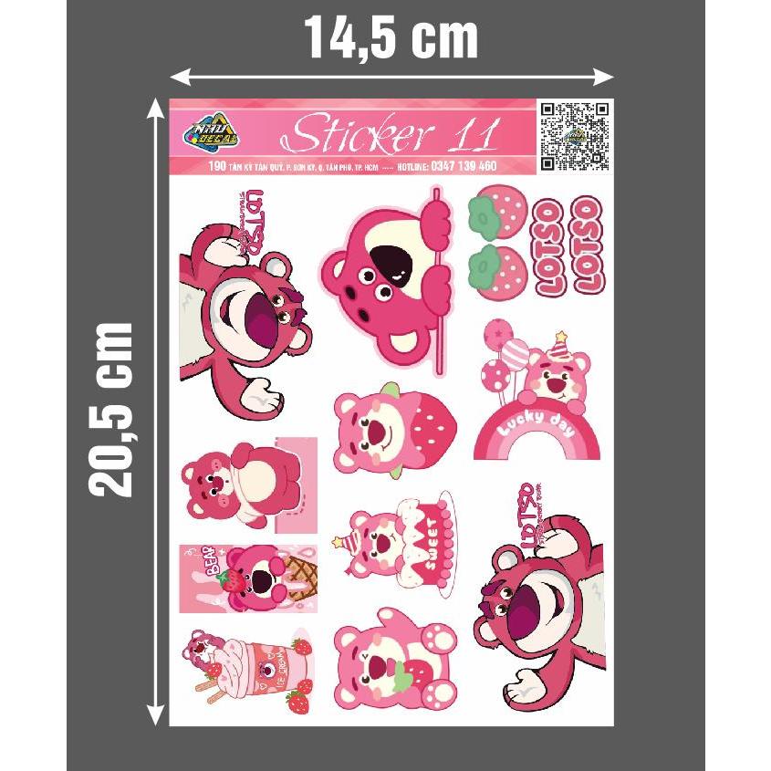Tấm Sticker Gấu Dâu Strawberry Bear Lotso