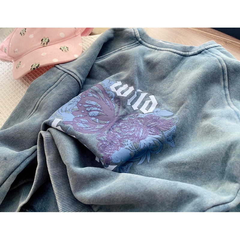 Bộ nỉ xanh bụi wildheart cho bé