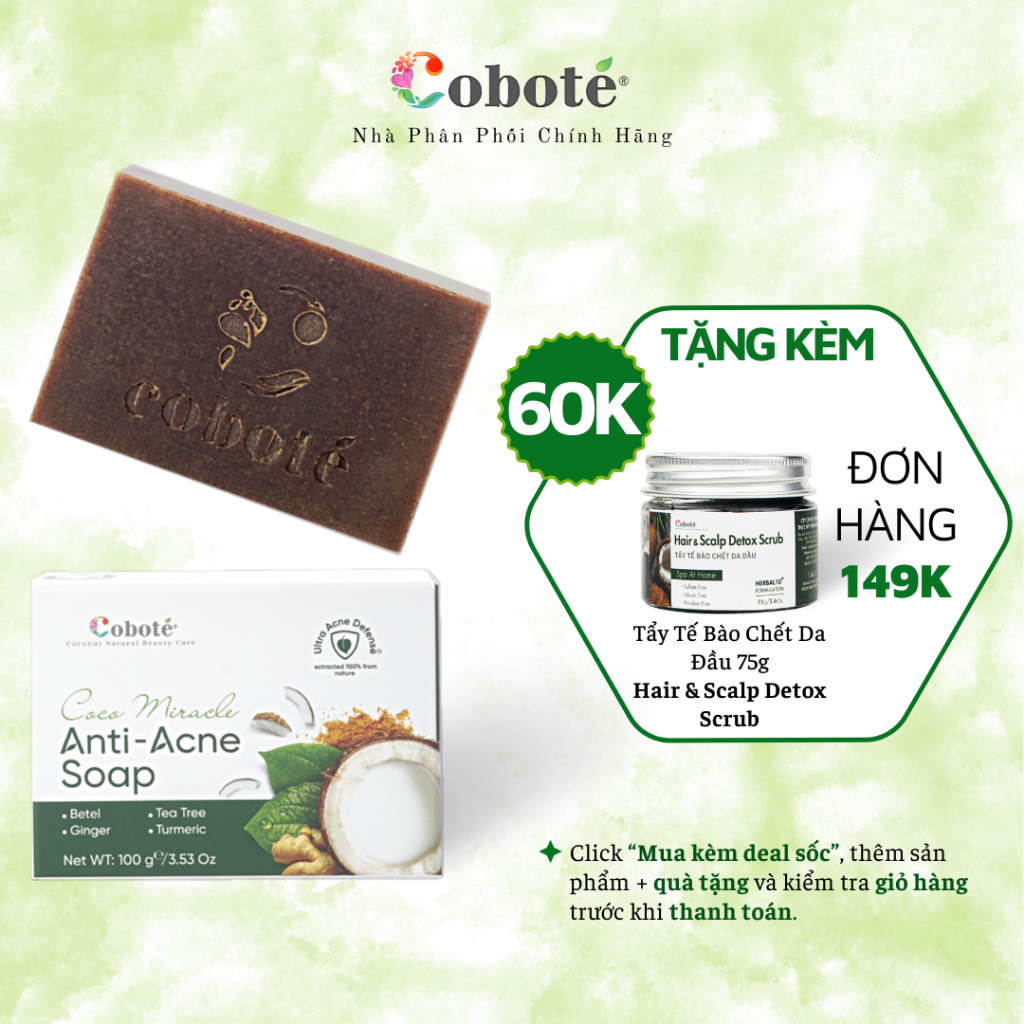 Xà Phòng Ngừa Mụn Cơ Thể Coboté - Hiệu Quả Vượt Trội - Anti Acne Soap - 100Gr