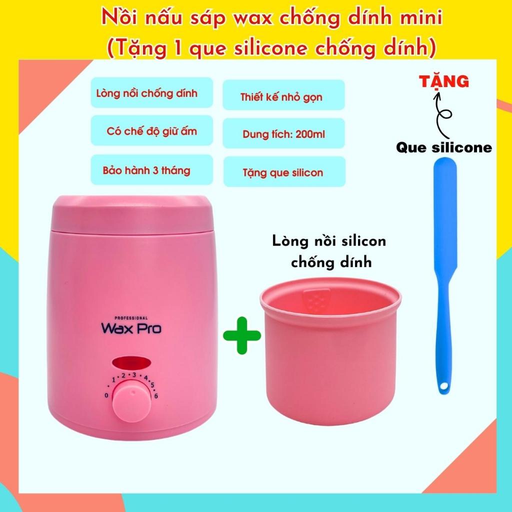 Nồi nấu sáp wax lông chống dính mini - Tặng que silicon chống quét sáp - Nồi nấu sáp mini, tiện lợi, bảo hành 3 tháng