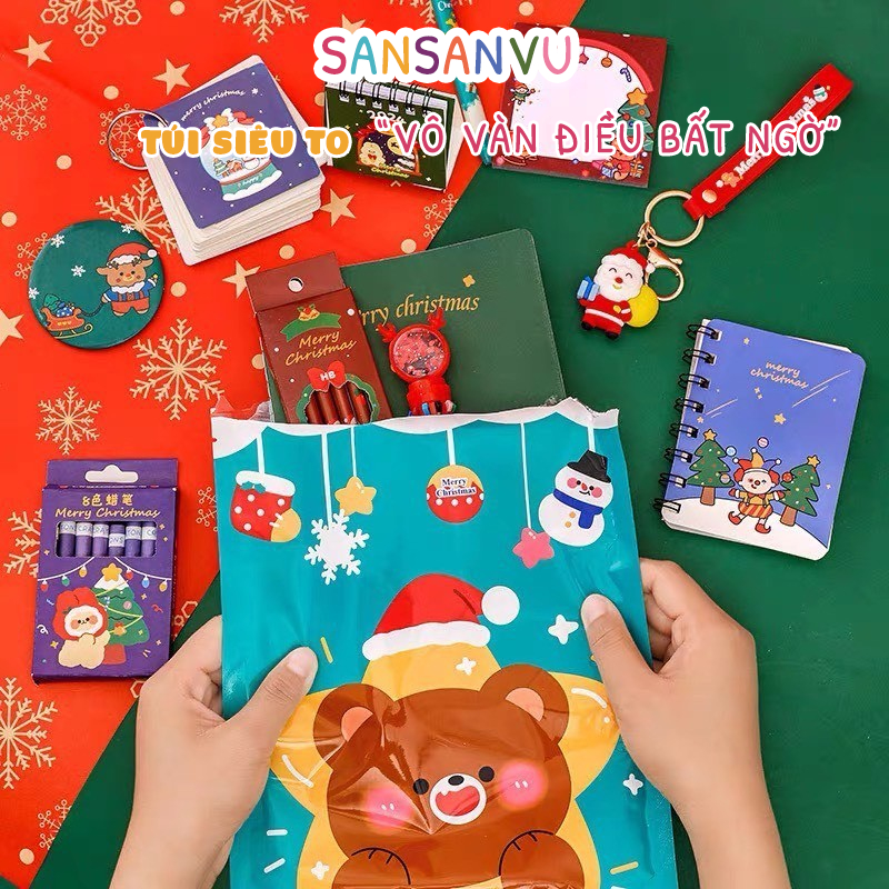 Túi quà  giáng sinh bất ngờ siêu to, túi quà blind bang hộp mù cho bé unbox, quà tặng noel giáng sinh cho bé