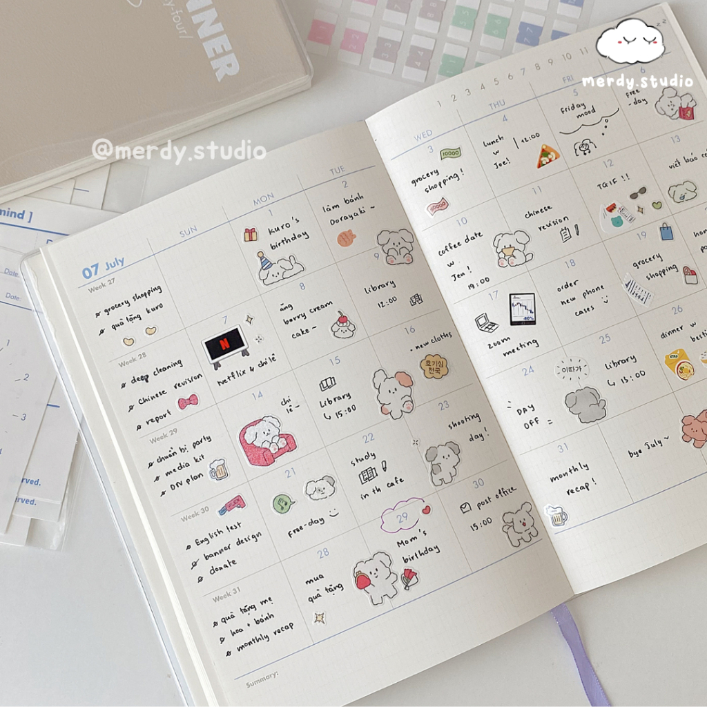 Sổ Planner 2024 PLANWITH đủ 9 màu bìa PU 196 trang - bản Weekly Plan